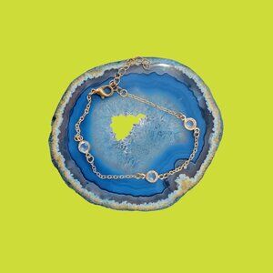 Bezel Set CZ in Gold Chain Bracelet